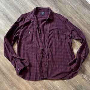 J. Crew Burgundy and Blue Plaid Casual Button Down Shirt